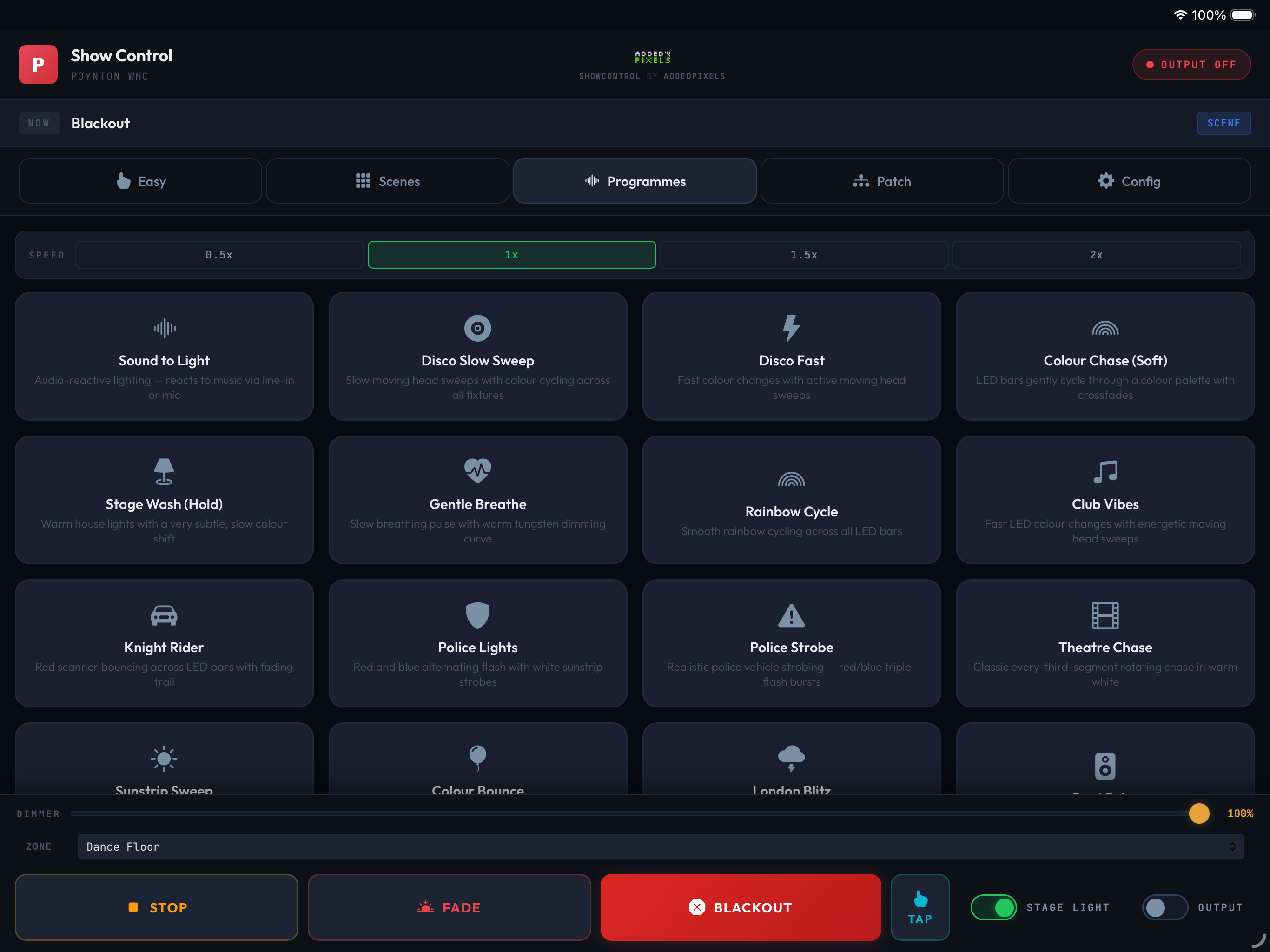 ShowControl Programmes view