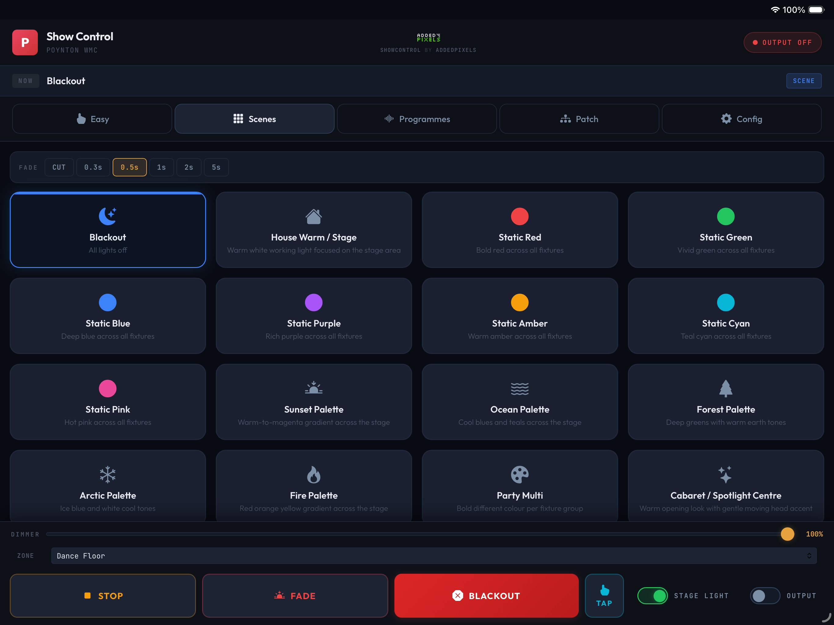 ShowControl Scenes view